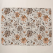 Couverture Sherpa Fleurs Crème Orange Marron (Devant (Horizontal))