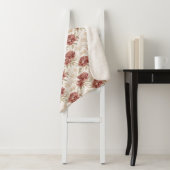 Couverture Sherpa Fleurs Crème Rouge (En situation)