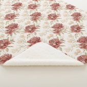 Couverture Sherpa Fleurs Crème Rouge (3/4)