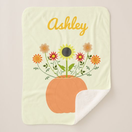 Couverture Sherpa Fleurs d'action de grâces en Citrouille Nom person (Devant)