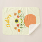 Couverture Sherpa Fleurs d'action de grâces en Citrouille Nom person (Devant (Horizontal))