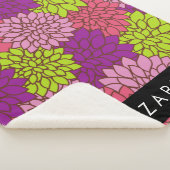 Couverture Sherpa Fleurs Dahlia, Fleurs Colorées, Votre Nom (3/4)