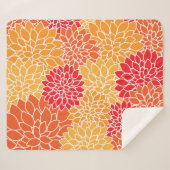 Couverture Sherpa Fleurs Dahlia, Motif De Fleurs, Dahlia Orange (Devant (Horizontal))