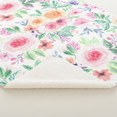 Couverture Sherpa Fleurs d'aquarelle et feuilles (3/4)
