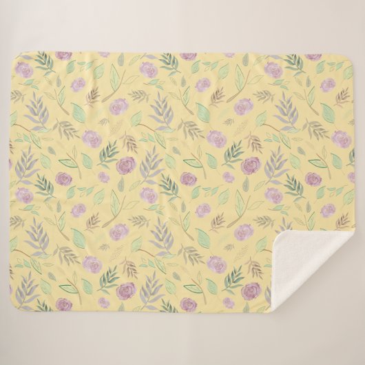 Couverture Sherpa Fleurs d'aquarelle festive 2 (Devant (Horizontal))