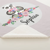 Couverture Sherpa Fleurs d'aquarelle florale mignonnes Ours de panda (3/4)