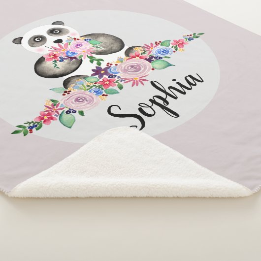 Couverture Sherpa Fleurs d'aquarelle florale mignonnes Ours de panda (3/4)