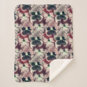 Couverture Sherpa Fleurs d'aquarelle rose, bordeaux (Devant)