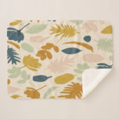 Couverture Sherpa Fleurs d'automne botaniques et Motif Feuille (Devant (Horizontal))