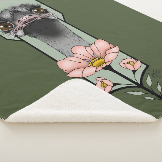 Couverture Sherpa Fleurs d'autruche Art Déco Vert (3/4)