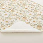Couverture Sherpa Fleurs de campagne blanc or crème (3/4)