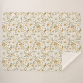 Couverture Sherpa Fleurs de campagne blanc or crème (Devant (Horizontal))