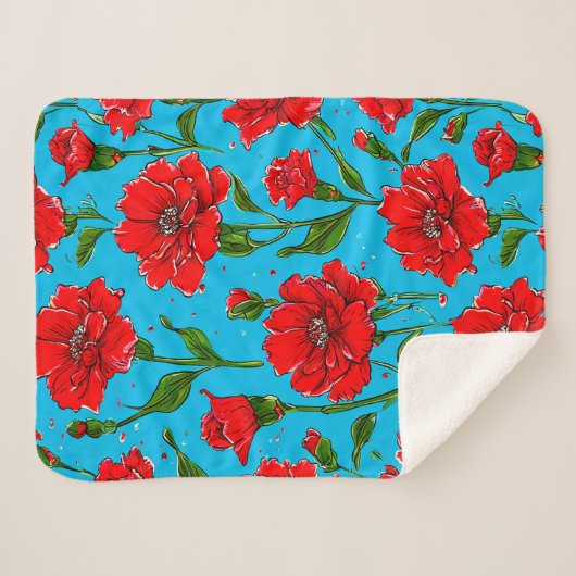 Couverture Sherpa Fleurs de carnation (Devant (Horizontal))