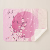 Couverture Sherpa Fleurs de cerises Paysage japonais rose (Devant (Horizontal))