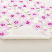 Couverture Sherpa Fleurs De Cerisier Aquarelle Et Crème (3/4)