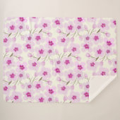 Couverture Sherpa Fleurs De Cerisier Aquarelle Et Crème (Devant (Horizontal))