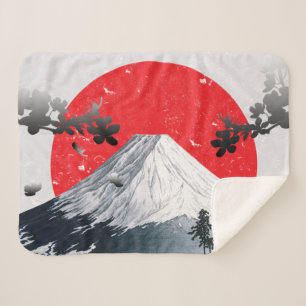 Couverture Sherpa Fleurs de cerisiers Mont Fuji Japon