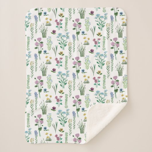 Couverture Sherpa Fleurs de champ Floral | Sherpa Blanket (Devant)