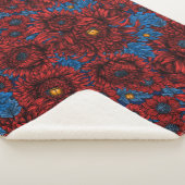 Couverture Sherpa Fleurs de chrysanthème rouge et coléoptères orange (3/4)