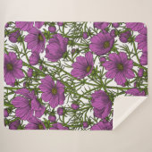 Couverture Sherpa Fleurs de cosmos violet (Devant (Horizontal))
