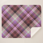 Couverture Sherpa Fleurs de crépuscule carreaux violets et roses (Devant (Horizontal))