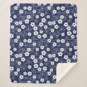 Couverture Sherpa Fleurs de fleurs de cerisier de Sakura bleu japona (Devant)