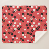 Couverture Sherpa Fleurs de fleurs de cerisier rouge Sakura japonais (Devant (Horizontal))