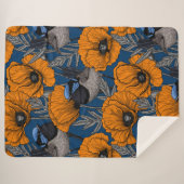 Couverture Sherpa Fleurs de fleurs et fleurs de pavot orange (Devant (Horizontal))