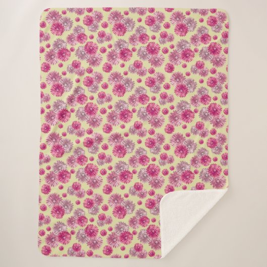 Couverture Sherpa Fleurs de gerbera rose tendre (Devant)
