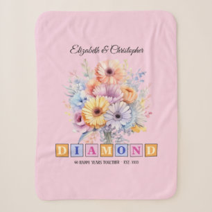 Couverture Sherpa fleurs de gerbera roses pour le 60e anniversaire d