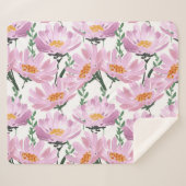 Couverture Sherpa Fleurs De Jardin Roses : Dessiné À La Main Sans Co (Devant (Horizontal))