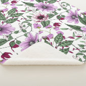 Couverture Sherpa Fleurs de lavande avec motif feuille vert (3/4)