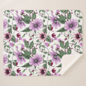 Couverture Sherpa Fleurs de lavande avec motif feuille vert (Devant (Horizontal))