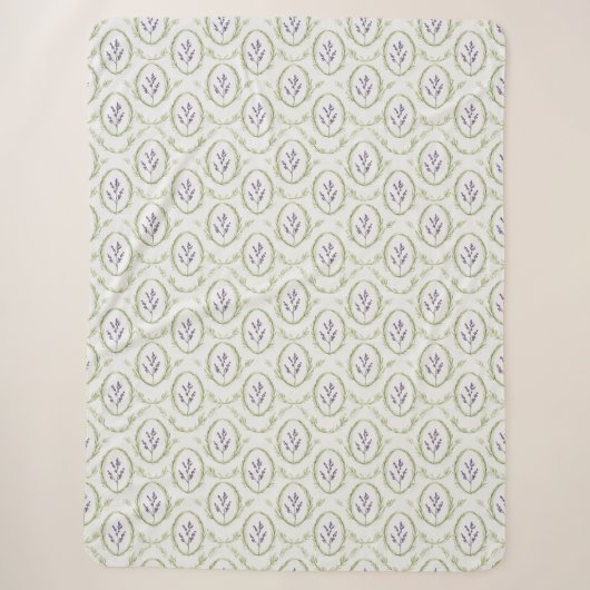 Couverture Sherpa Fleurs de Lavande Verte (Devant)