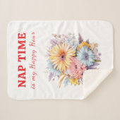 Couverture Sherpa Fleurs de l'heureuse heure de la sieste blanches r (Devant (Horizontal))