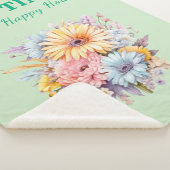 Couverture Sherpa Fleurs de l'heureuse heure de la sieste vertes (3/4)