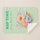 Couverture Sherpa Fleurs de l'heureuse heure de la sieste vertes (Devant (Horizontal))