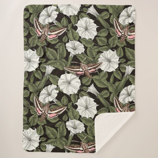 Couverture Sherpa Fleurs de lune et sphinx Mois (Devant)