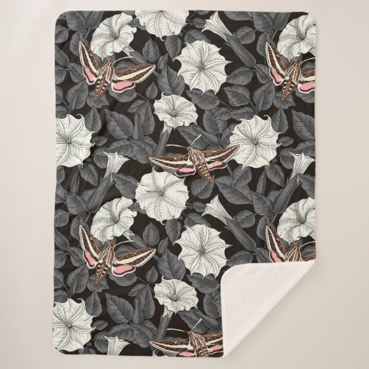 Couverture Sherpa Fleurs de lune et sphinx Moths 2 (Devant)