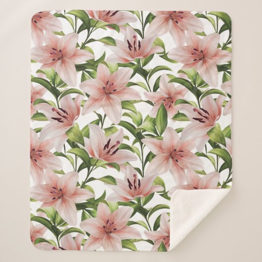 Couverture Sherpa Fleurs de lys. Modèle floral (Devant)