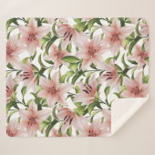Couverture Sherpa Fleurs de lys. Modèle floral (Devant (Horizontal))