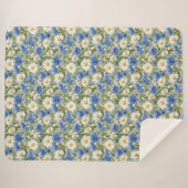 Couverture Sherpa Fleurs de marguerite bleue blanche (Devant (Horizontal))
