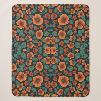 Couverture Sherpa Fleurs de Nasturtium à motifs floraux