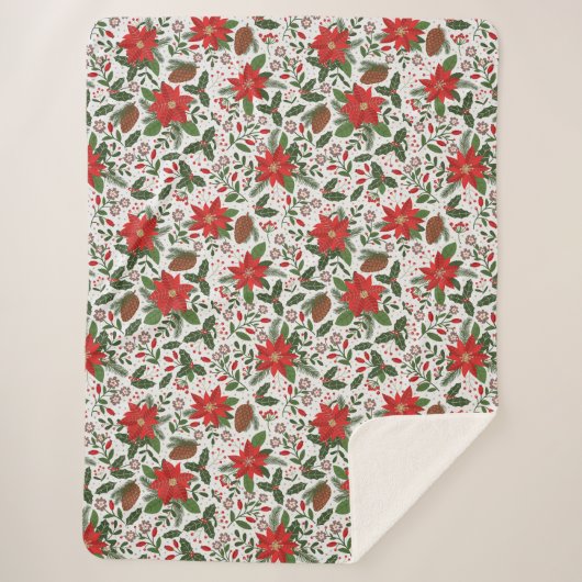 Couverture Sherpa Fleurs de Noël (Devant)