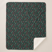 Couverture Sherpa Fleurs de Noël vertes rouges et blanches (Devant)