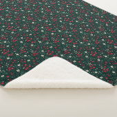 Couverture Sherpa Fleurs de Noël vertes rouges et blanches (3/4)