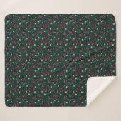 Couverture Sherpa Fleurs de Noël vertes rouges et blanches (Devant (Horizontal))
