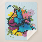 Couverture Sherpa Fleurs de papillon bleu Dragon (Devant)
