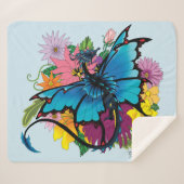 Couverture Sherpa Fleurs de papillon bleu Dragon (Devant (Horizontal))