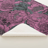 Couverture Sherpa Fleurs de pivoines violettes (3/4)
